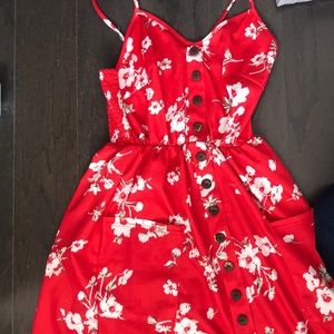 Red flower dress